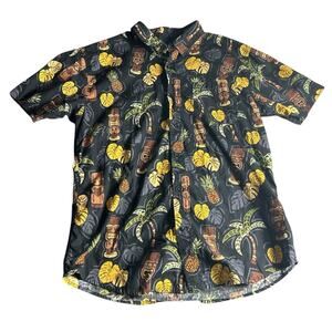 RSQ Men's Short Sleeve Button Up Hawaiian Tiki Tropical shirt size Medium